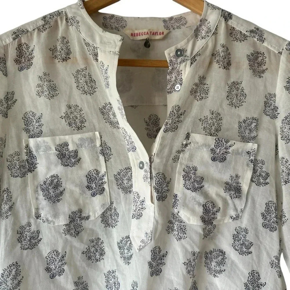 Rebecca Taylor Long Sleeve 3/4 Button Up Blouse - Picture 3 of 15